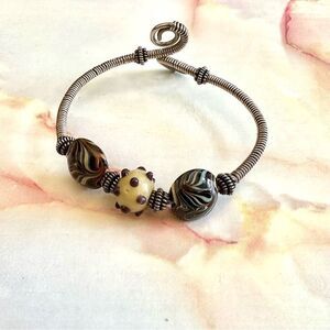 Silver tone beaded bracelet